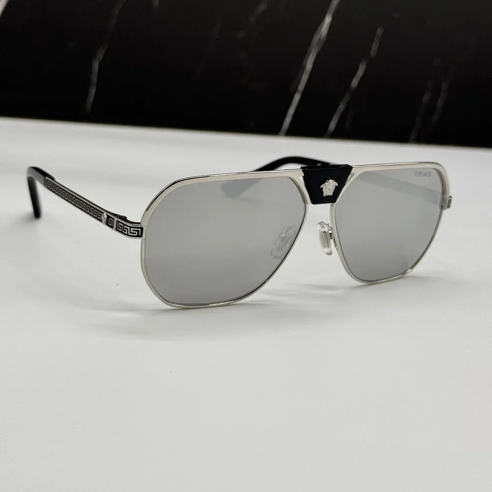 NEW VERSACE VE2294 1000/6G SUNGLASSES MOD 2294 SILVER MEN EYEWEAR VE2294 10006G